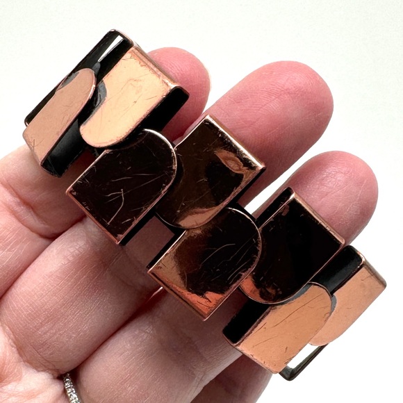Renoir Vintage Copper Cuff Modernist Geometric Bracelet - Picture 7 of 16